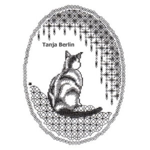 Cross-Stitch Meets Blackwork - Contemplation Cat
