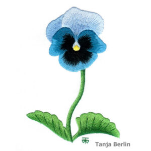 Needle Painting Bingo Blue Blotch Pansy Kit and PDF File with Colour Work-in-Progress Pictures