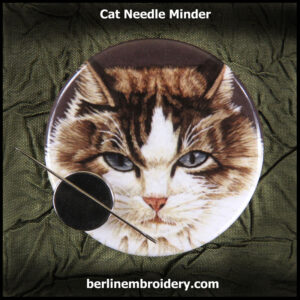 Needle Minder With a Print of a Cat Embroidery Stitched by Tanja Berlin
