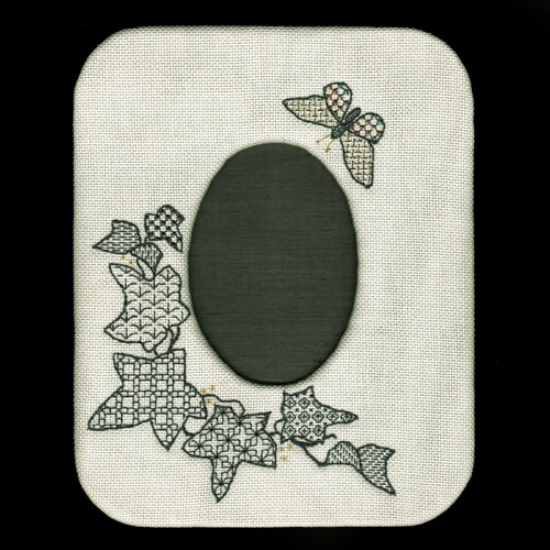 Blackwork Embroidery Photo Frame Stitched by Beppy Berlin #bepf