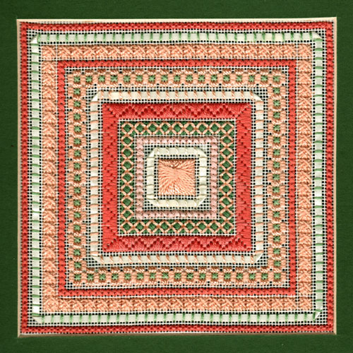 Canvas Work in Pinks and Greens Stitched by Beppy Berlin #cwpg