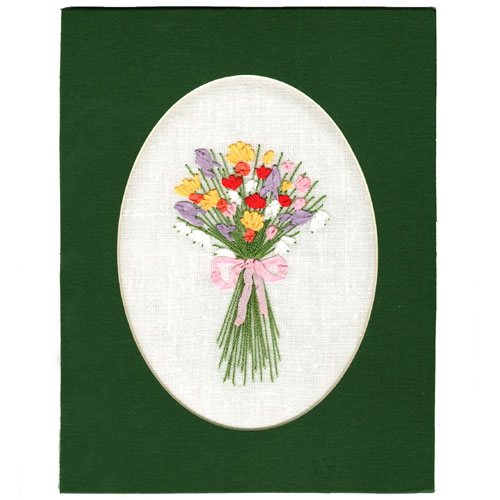 Silk Ribbon Embroidery Flower Bouquet Stitched by Beppy Berlin #srefb
