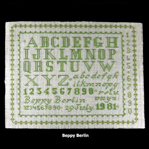 Sampler Cross-Stitch Alphabet 1981 Stitched by Beppy Berlin #csas1981