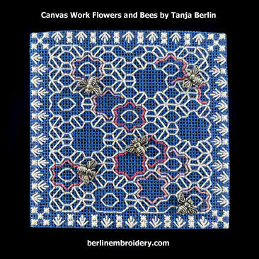 Canvas Work Flowers and Bees Case